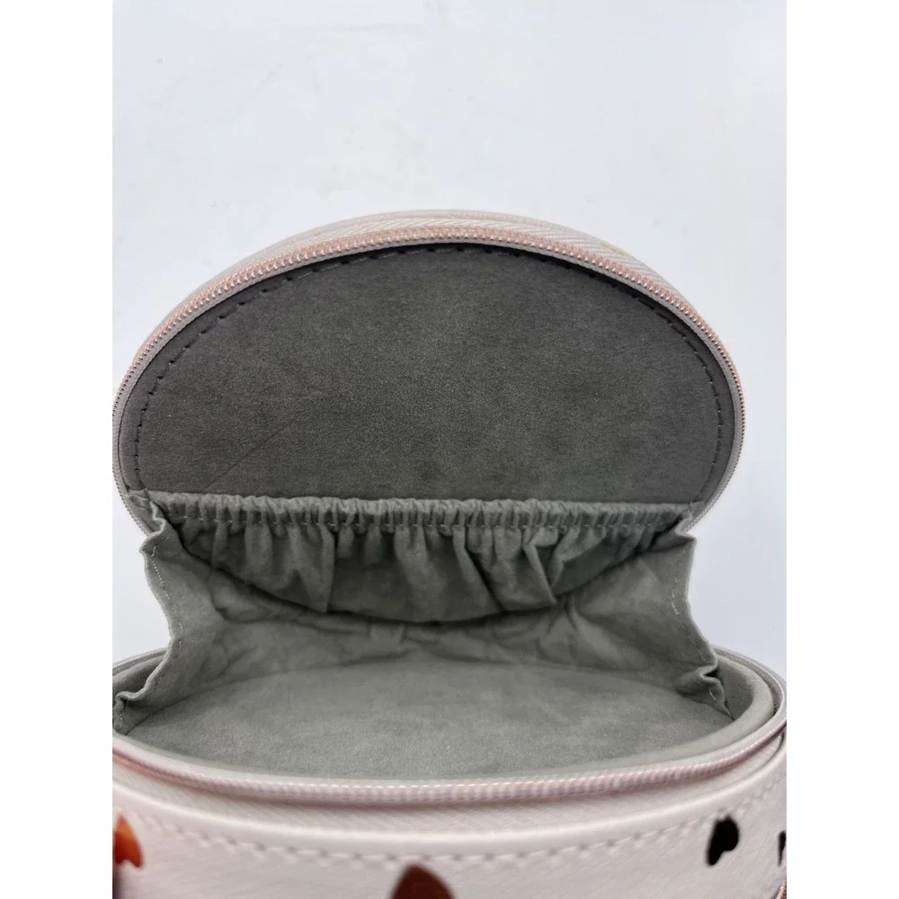 Nordstrom Grey with Gold Heart Details Zip-Up Jewelry Pouch